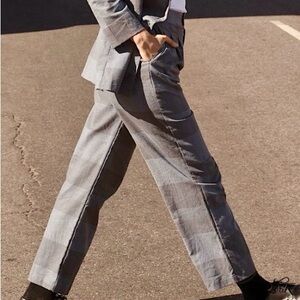 LACAUSA Gray/Stone Blue Plaid Trousers